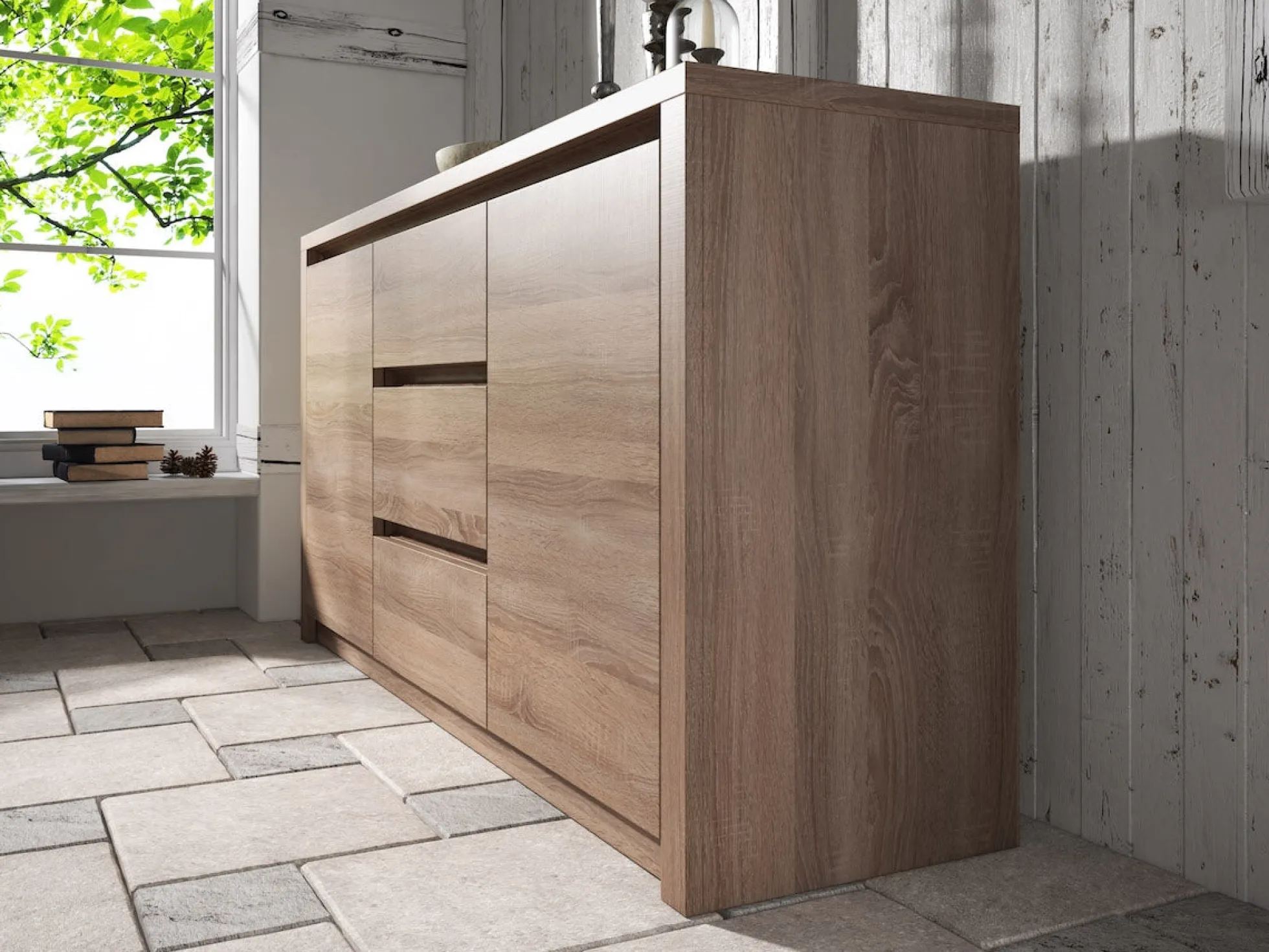 Monaco - Dressoir - Truffel eiken - 140x43x80 cm
