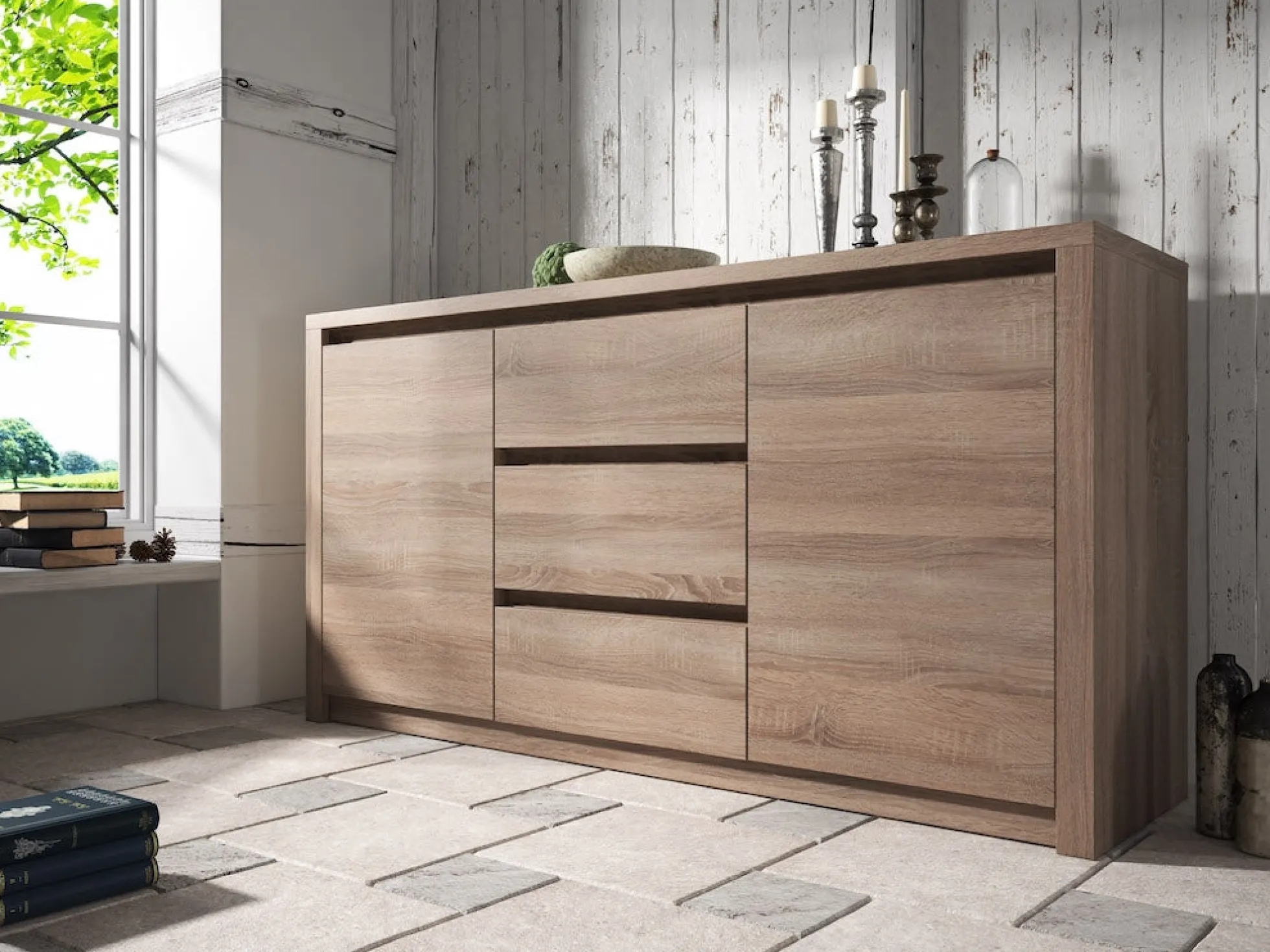 Monaco - Dressoir - Truffel eiken - 140x43x80 cm