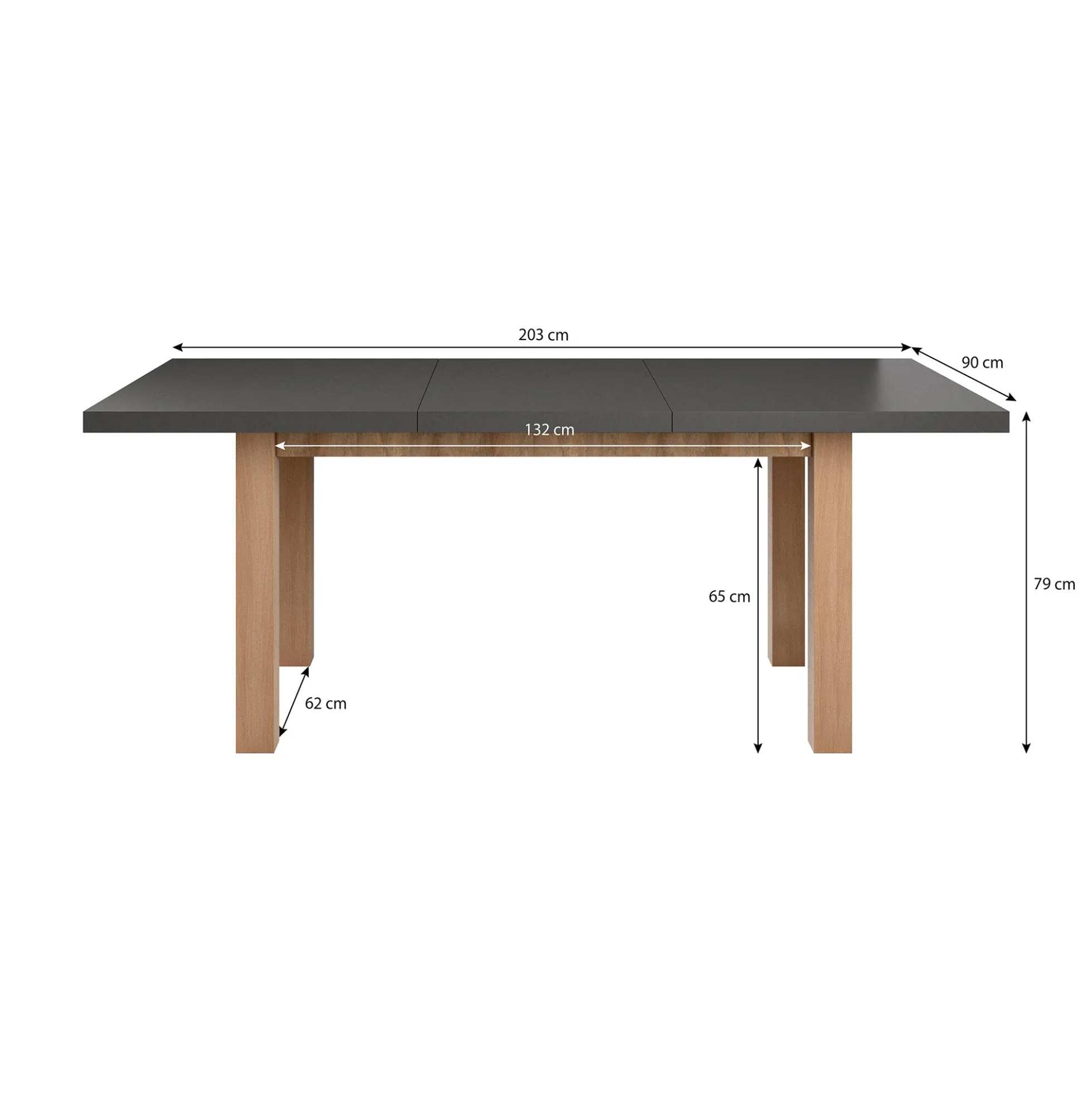 Monaco - Eetkamertafel - Eiken/Grijs - 160x90x79 cm