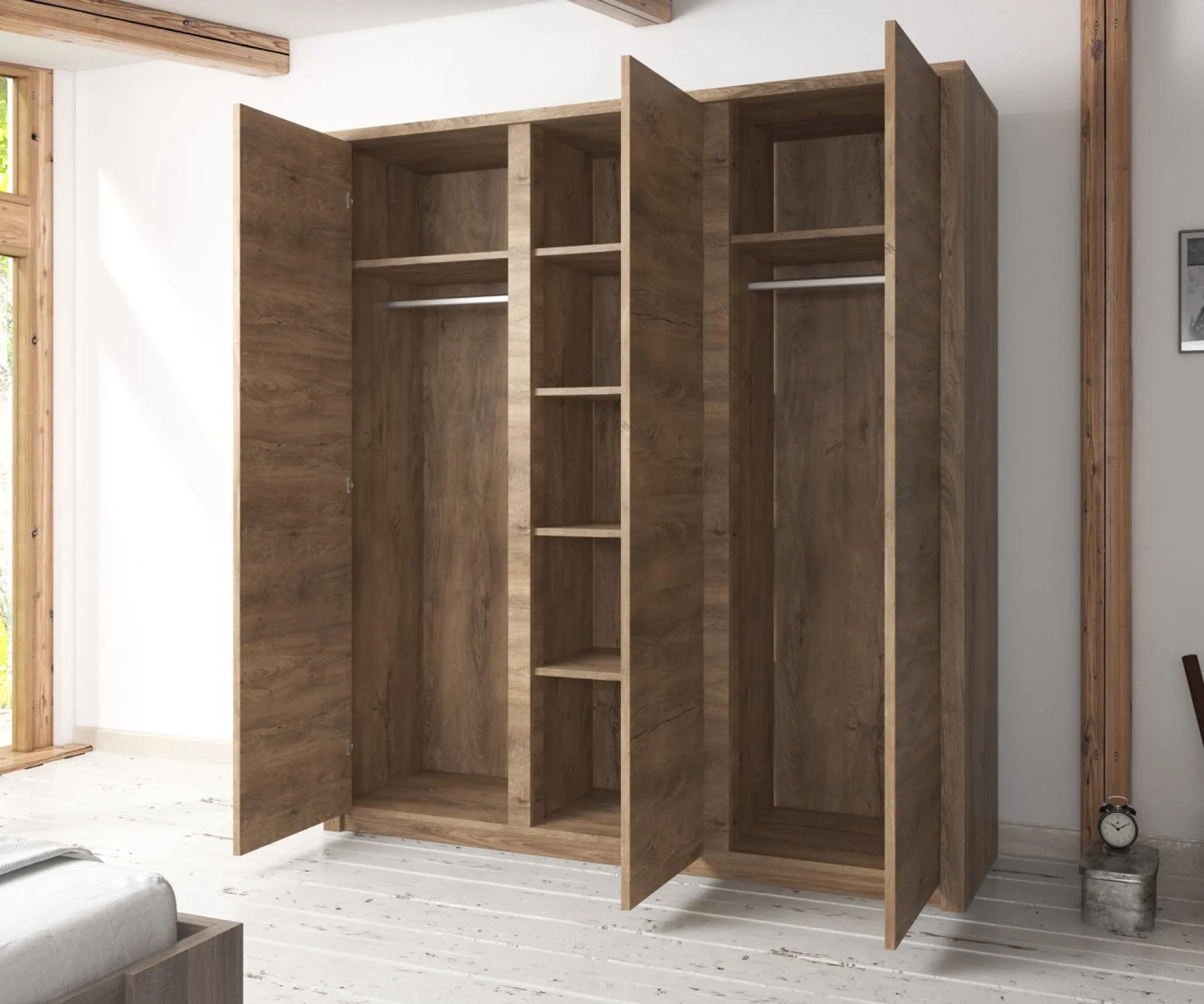 Monaco - Kledingkast 3-deurs - Eiken - 166x53x197 cm