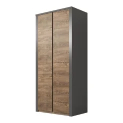 Monaco - Kledingkast 2-deurs - Eiken/grijs - 90x53x197 cm