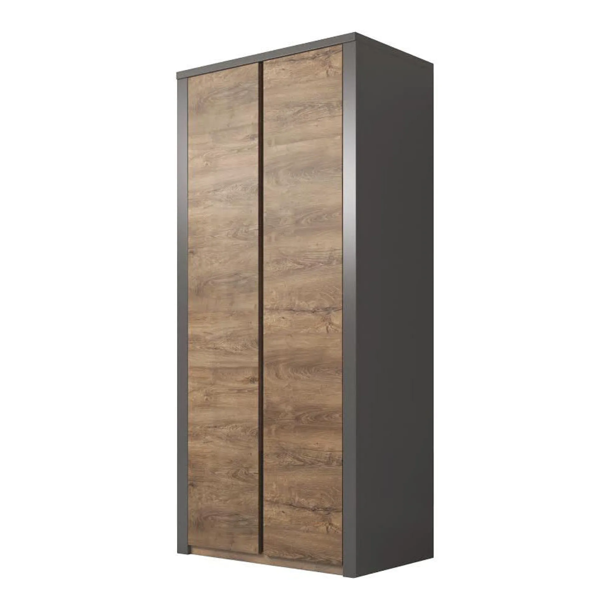 Monaco - Kledingkast 2-deurs - Eiken/grijs - 90x53x197 cm