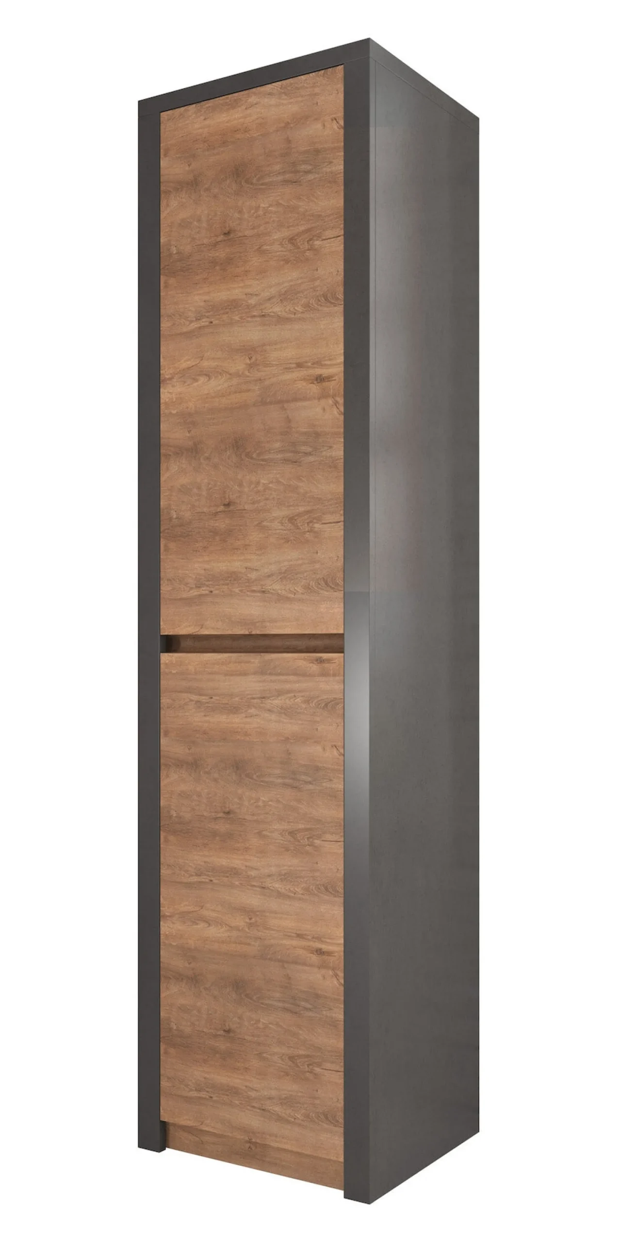 Monaco - Opbergkast met 2 deuren - Eiken/grijs - 50x43x197 cm