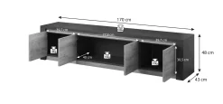Monaco - TV-Meubel - Mat zwart - 170 cm