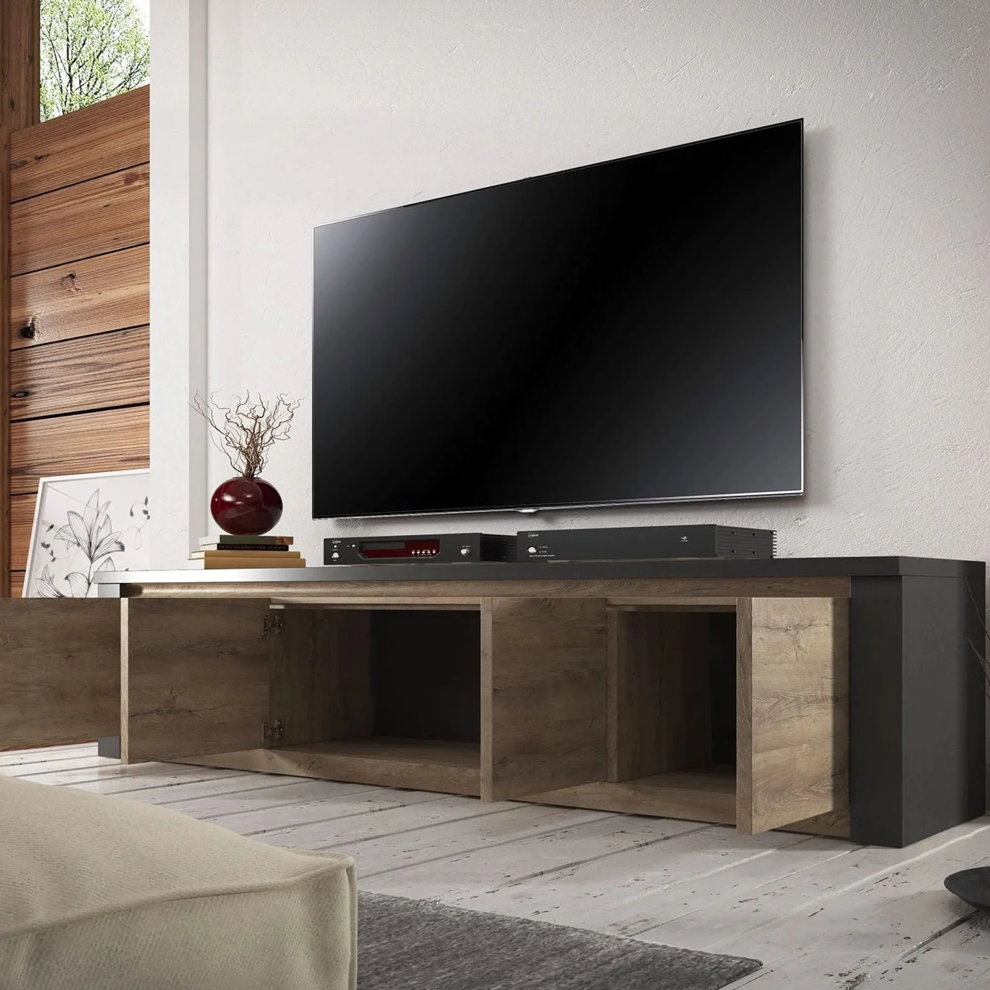 Monaco - TV-Meubel met 4 deuren - Eiken/grijs - 170 cm