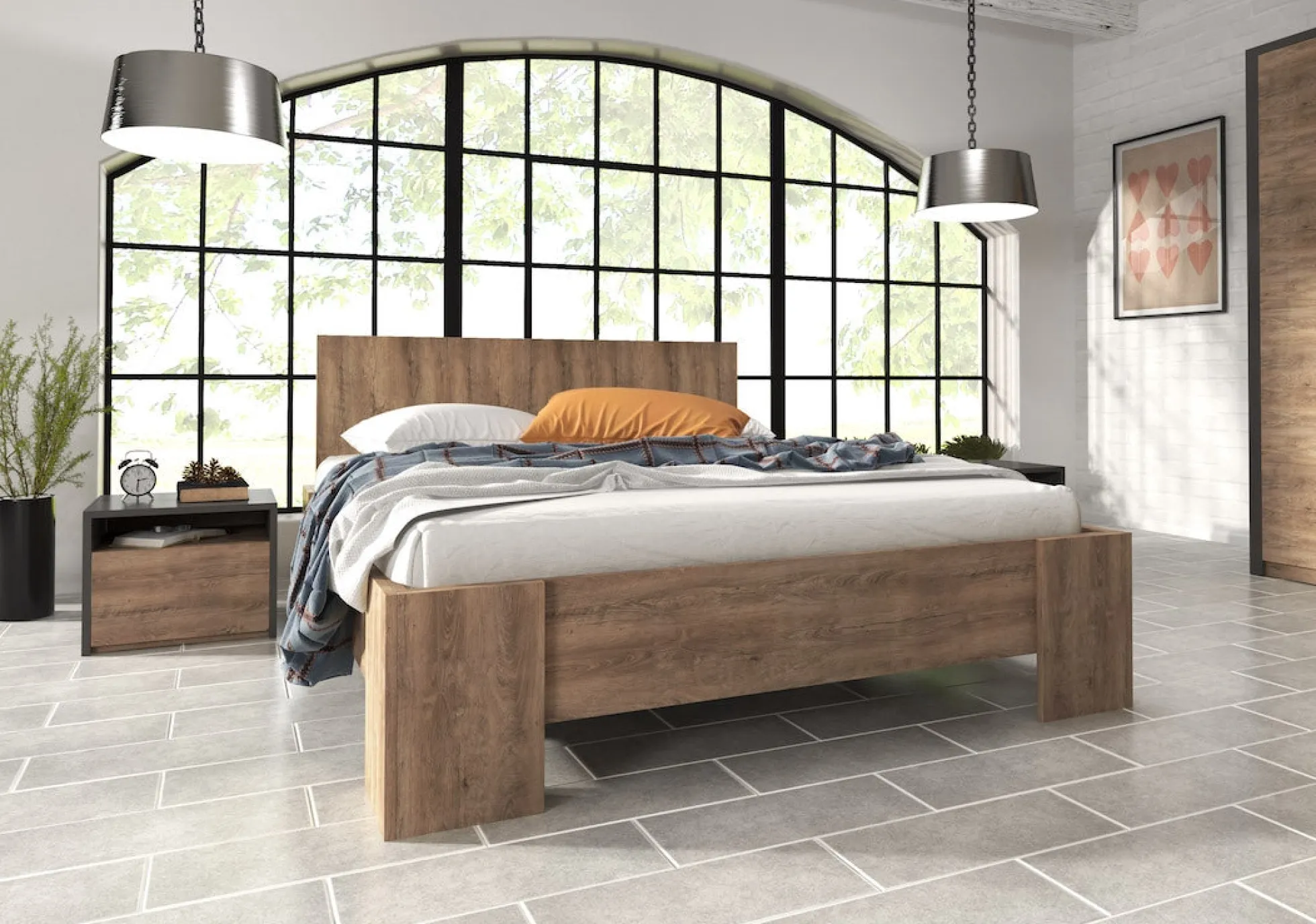 Monaco - Tweepersoonsbed - Eiken - 180x200 cm