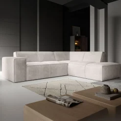 Monet - Hoekbank 4-zits met chaise longue - Ribstof beige - Rechts