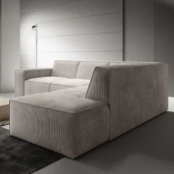 Monet - Hoekbank 4-zits met chaise longue - Ribstof beige - Rechts