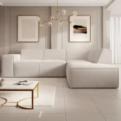 Monet - Hoekbank 4-zits met chaise longue - Teddystof beige - Rechts