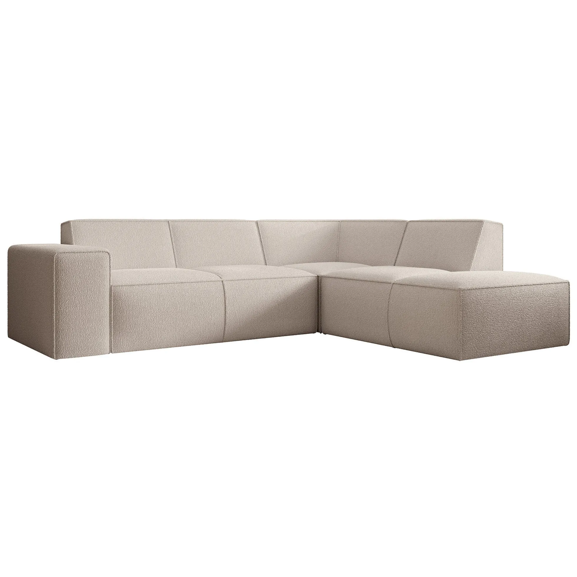 Monet - Hoekbank 4-zits met chaise longue - Teddystof beige - Rechts