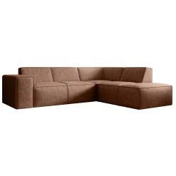 Monet - Hoekbank 4-zits met chaise longue - Kunstleer cognac - Rechts