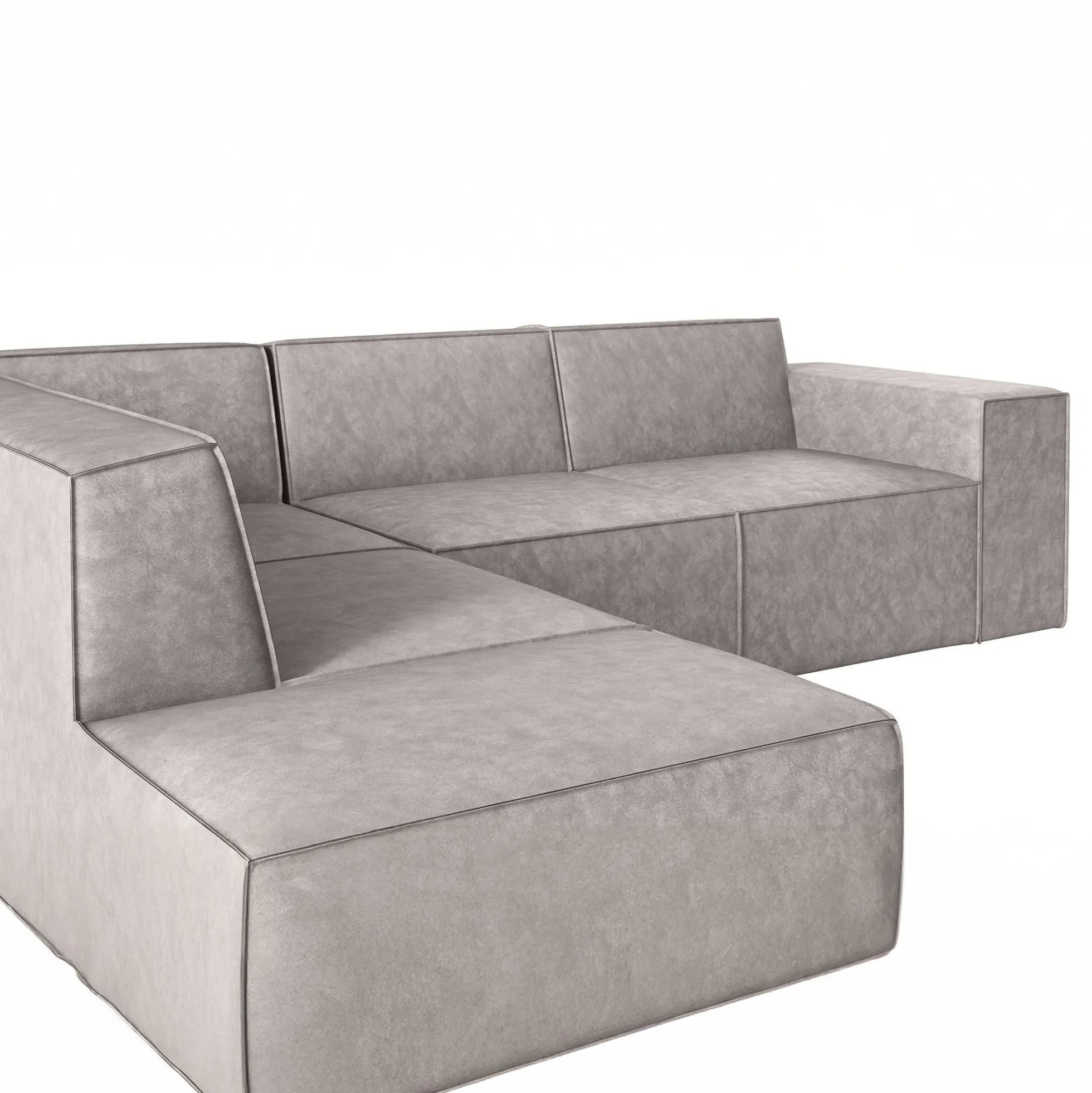 Monet - Hoekbank 4-zits met chaise longue - Kunstleer beige - Links