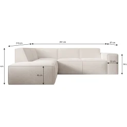 Monet - Hoekbank 4-zits met chaise longue - Kunstleer beige - Links