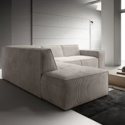 Monet - Hoekbank 4-zits met chaise longue - Ribstof beige - Links