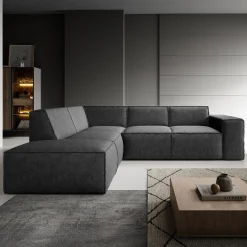 Monet - Hoekbank 4-zits met chaise longue - Kunstleer zwart - Links