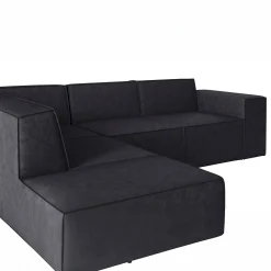 Monet - Hoekbank 4-zits met chaise longue - Kunstleer zwart - Links