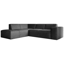 Monet - Hoekbank 4-zits met chaise longue - Kunstleer zwart - Links