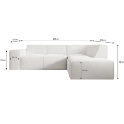 Monet - Hoekbank 4-zits met chaise longue - Teddystof wit - Rechts