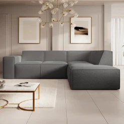 Monet - Hoekbank 4-zits met chaise longue - Teddystof grijs - Rechts