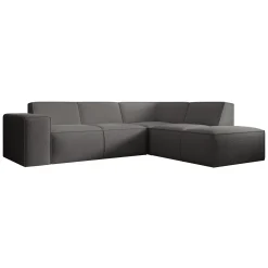 Monet - Hoekbank 4-zits met chaise longue - Teddystof grijs - Rechts
