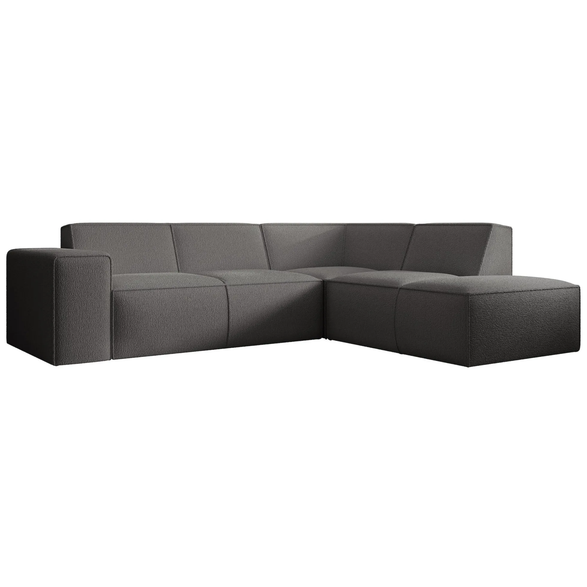 Monet - Hoekbank 4-zits met chaise longue - Teddystof grijs - Rechts