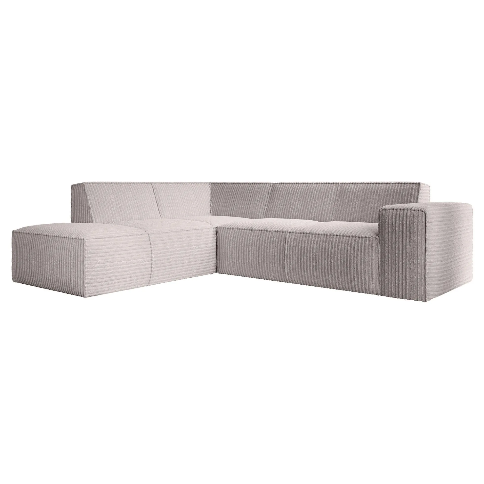 Monet - Hoekbank 4-zits met chaise longue - Fluffy ribstof beige - Lin