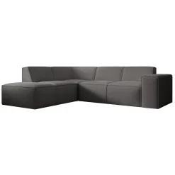 Monet - Hoekbank 4-zits met chaise longue - Teddystof grijs - Links