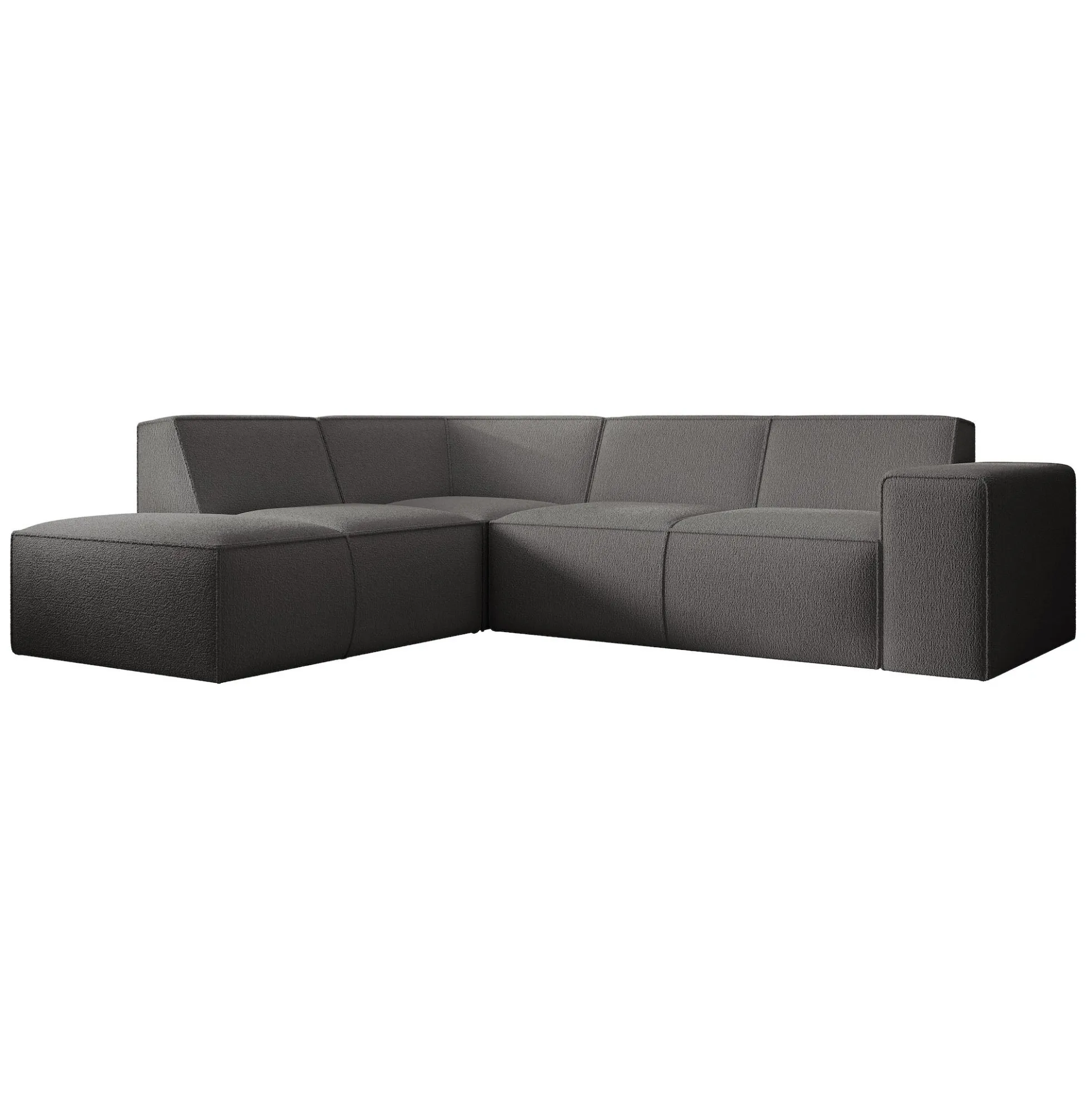 Monet - Hoekbank 4-zits met chaise longue - Teddystof grijs - Links