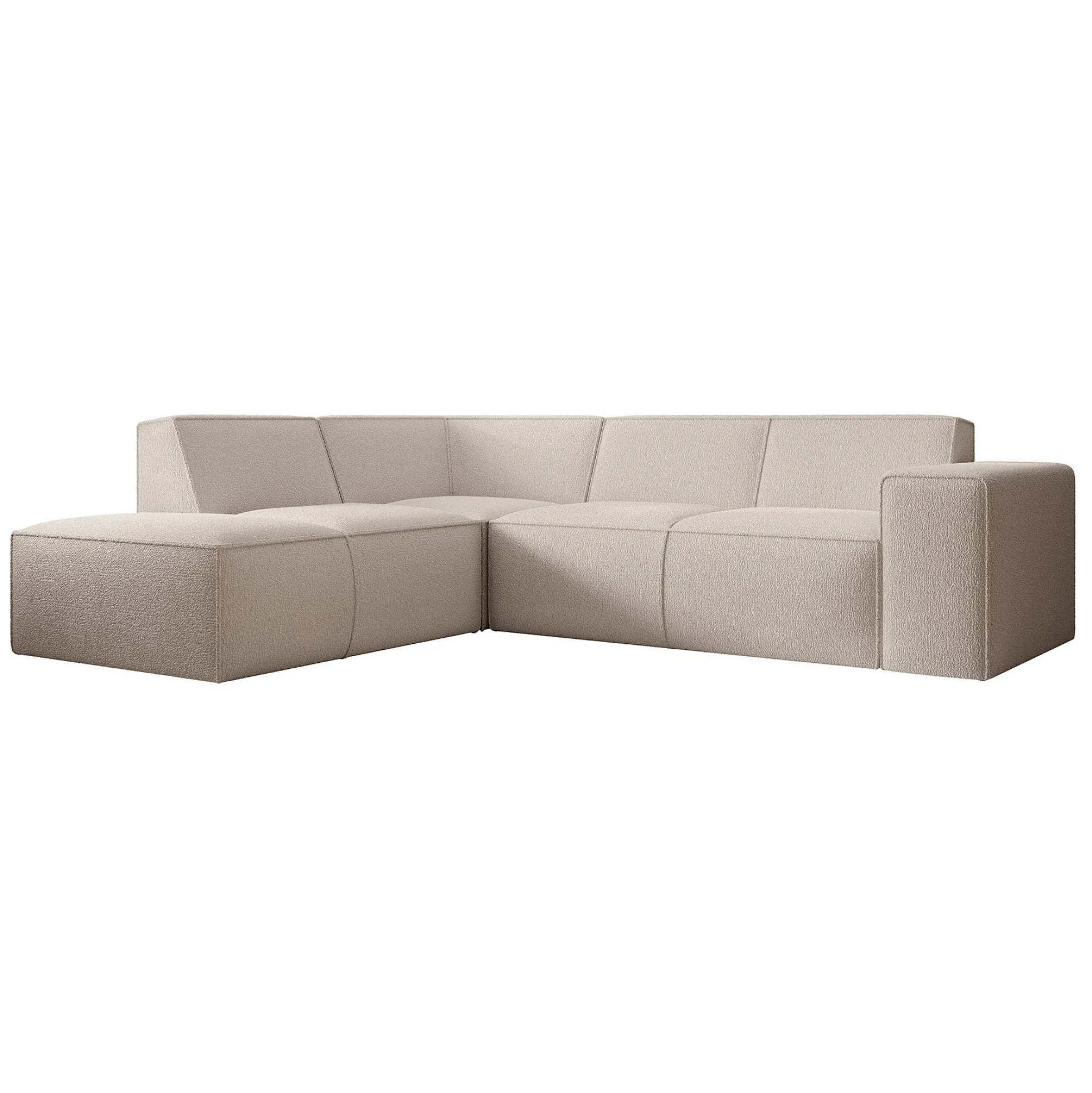 Monet - Hoekbank 4-zits met chaise longue - Teddystof beige - Links