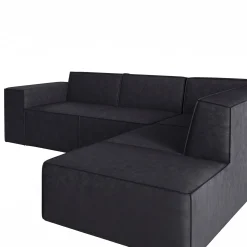 Monet - Hoekbank 4-zits met chaise longue - Kunstleer zwart - Rechts