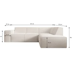 Monet - Hoekbank 4-zits met chaise longue - Kunstleer grijs - Rechts
