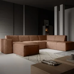 Monet XL - Hoekbank - Cognac - Leer - Links