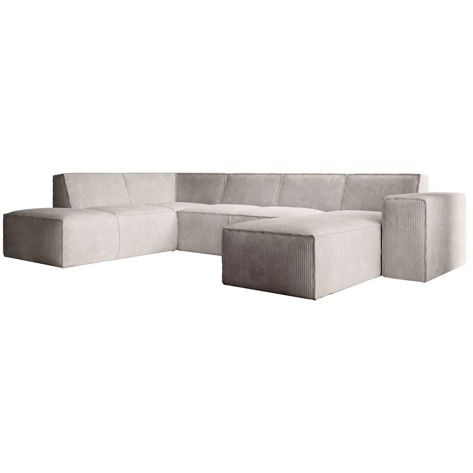 Monet XL - Hoekbank 5-zits met chaise longue - Ribstof beige - Rechts