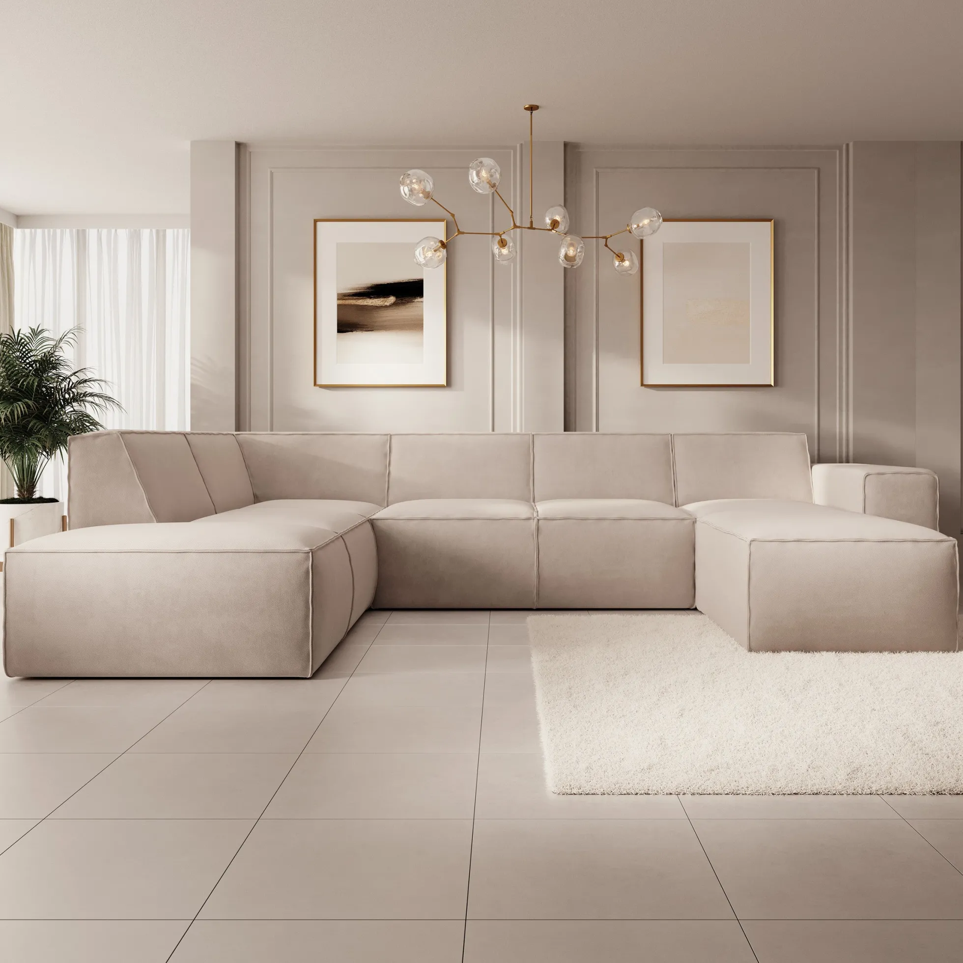Monet XL - Hoekbank 5-zits met chaise longue - Stof beige - Rechts - 3