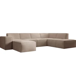 Monet XL - Hoekbank 5-zits met chaise longue - Stof beige - Links 334x