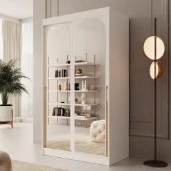 Moniq - Kledingkast met 2 schuifdeuren - Wit - 120x65x215 cm