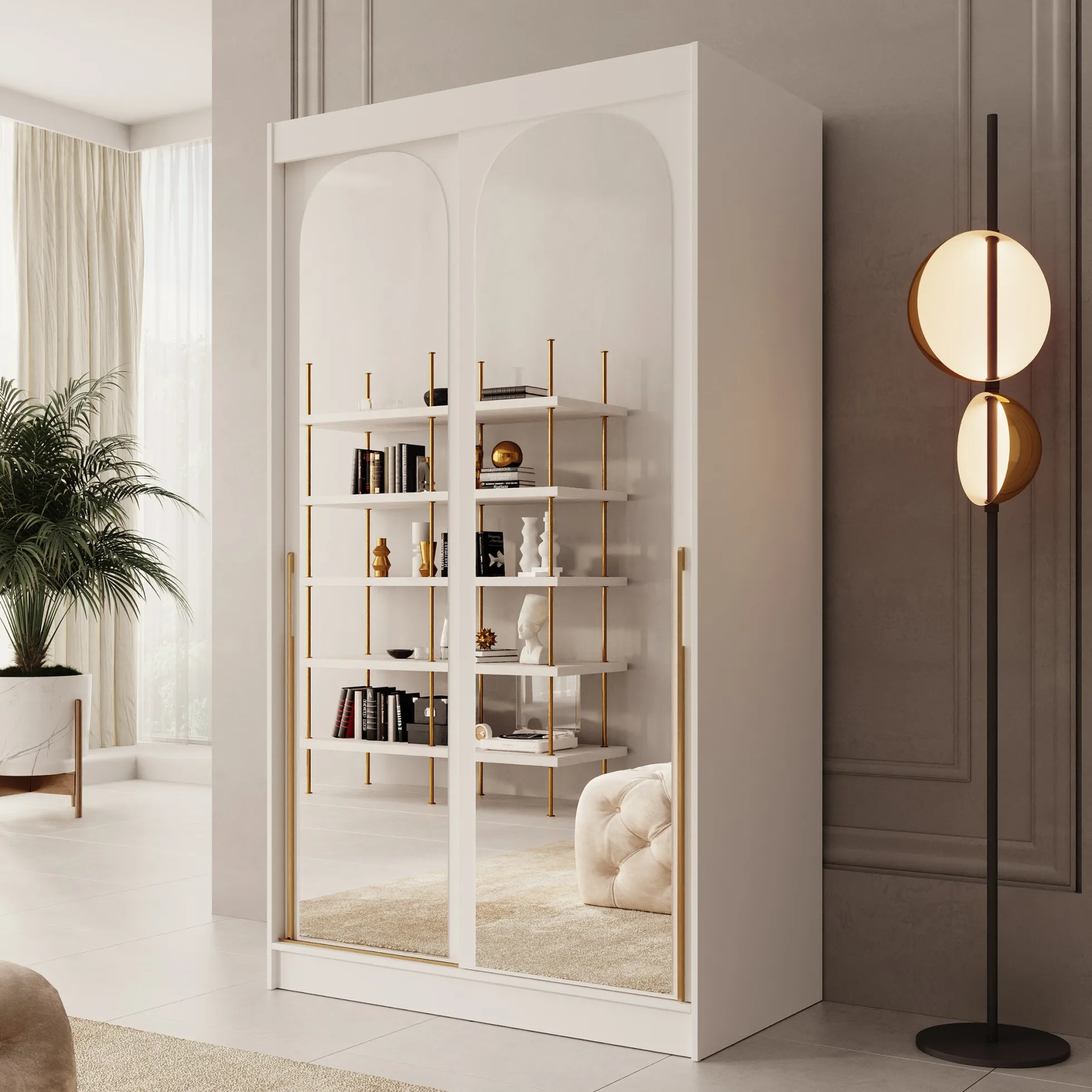 Moniq - Kledingkast met 2 schuifdeuren - Wit - 120x65x215 cm