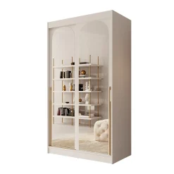 Moniq - Kledingkast met 2 schuifdeuren - Wit - 120x65x215 cm