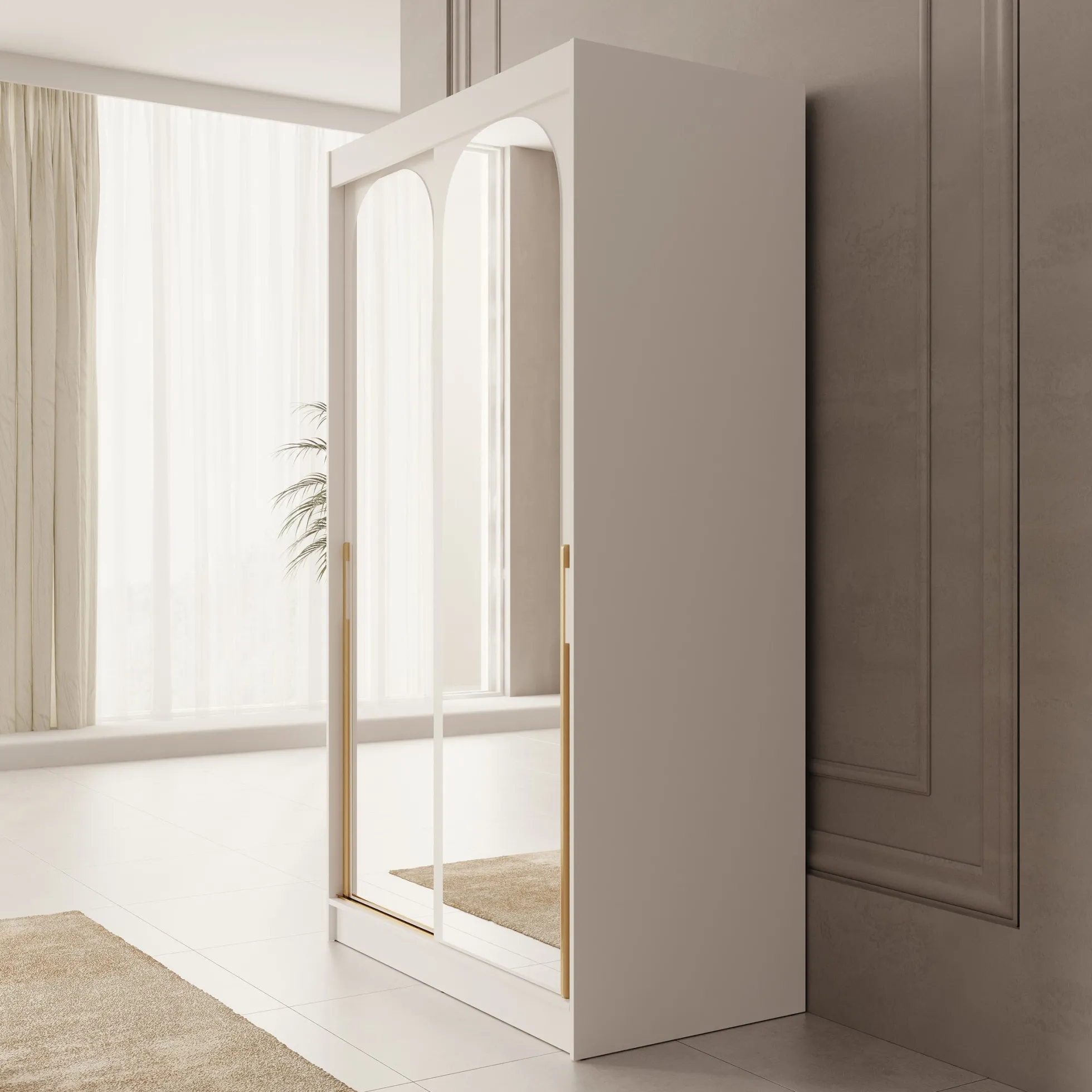 Moniq - Kledingkast met 2 schuifdeuren - Wit - 120x65x215 cm
