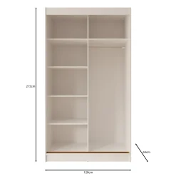 Moniq - Kledingkast met 2 schuifdeuren - Beige - 120x65x215
