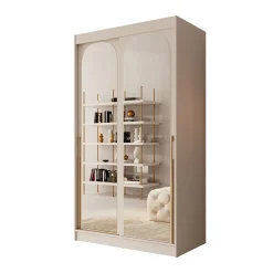 Moniq - Kledingkast met 2 schuifdeuren - Beige - 120x65x215
