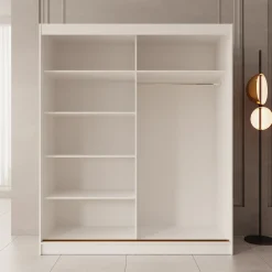 Moniq - Kledingkast met 2 schuifdeuren - Wit - 180x65x215 cm