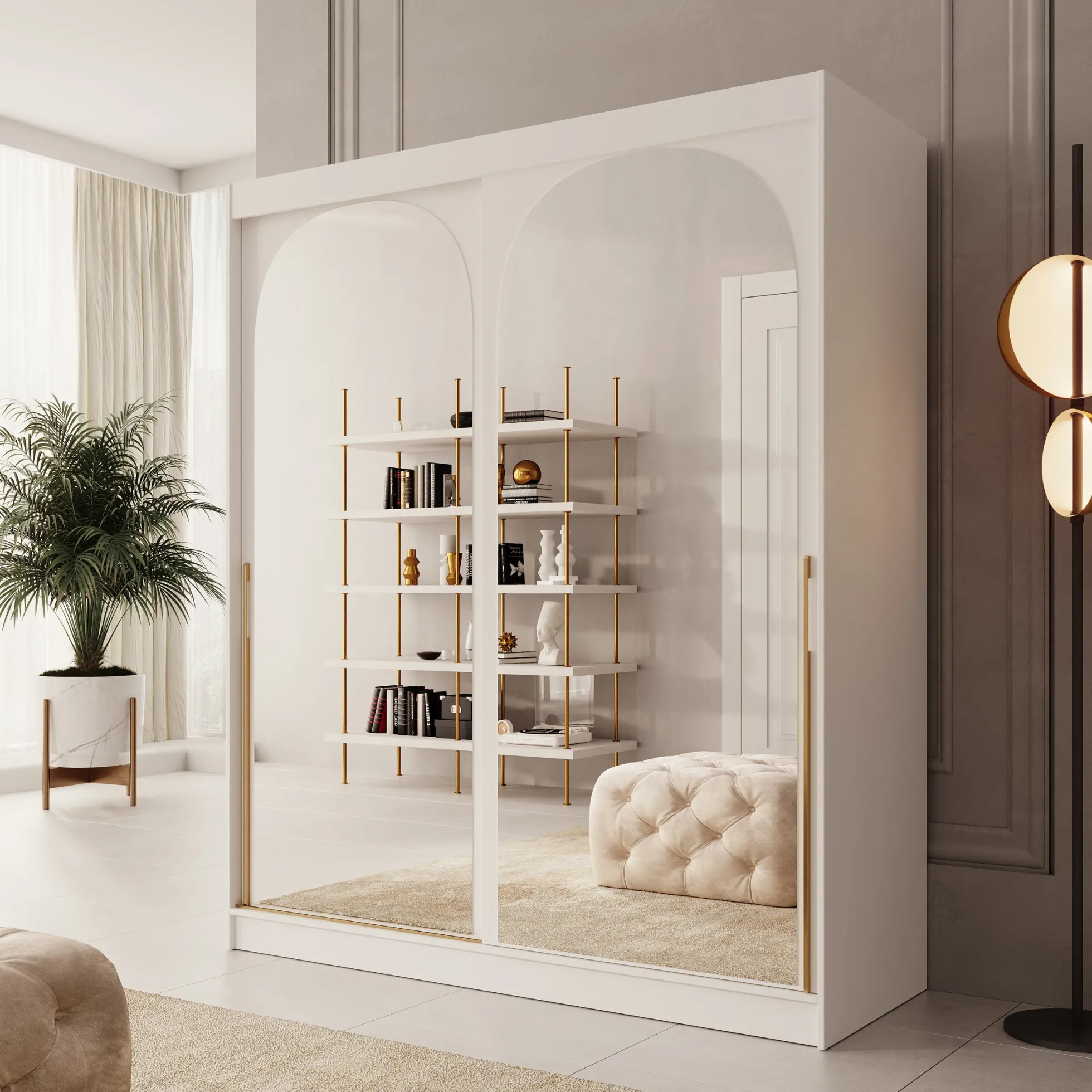 Moniq - Kledingkast met 2 schuifdeuren - Wit - 180x65x215 cm
