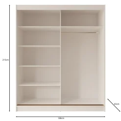 Moniq - Kledingkast met 2 schuifdeuren - Wit - 180x65x215 cm