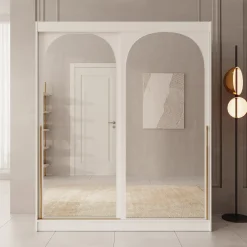 Moniq - Kledingkast met 2 schuifdeuren - Wit - 180x65x215 cm