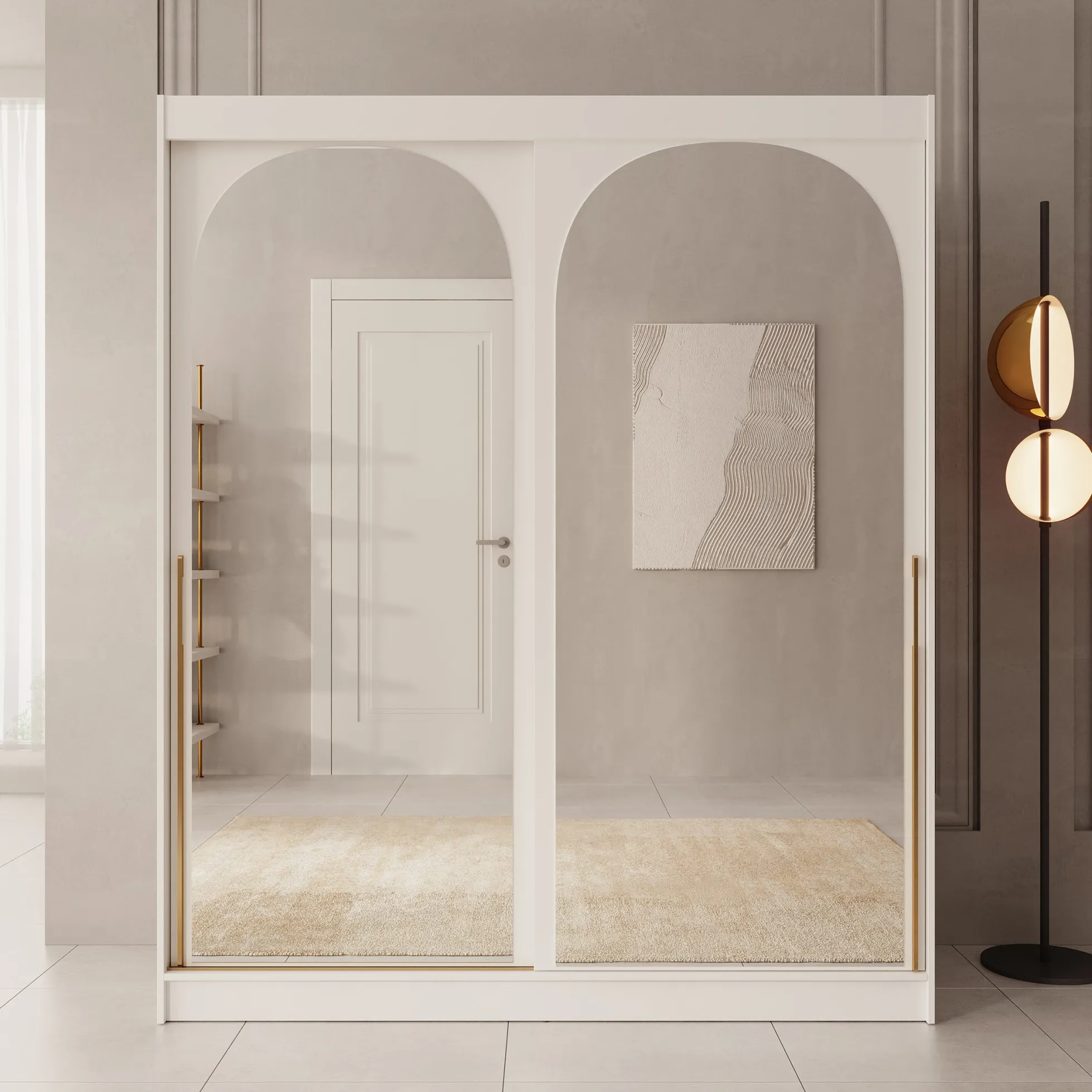 Moniq - Kledingkast met 2 schuifdeuren - Wit - 180x65x215 cm