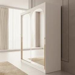 Moniq - Kledingkast met 2 schuifdeuren - Wit - 180x65x215 cm