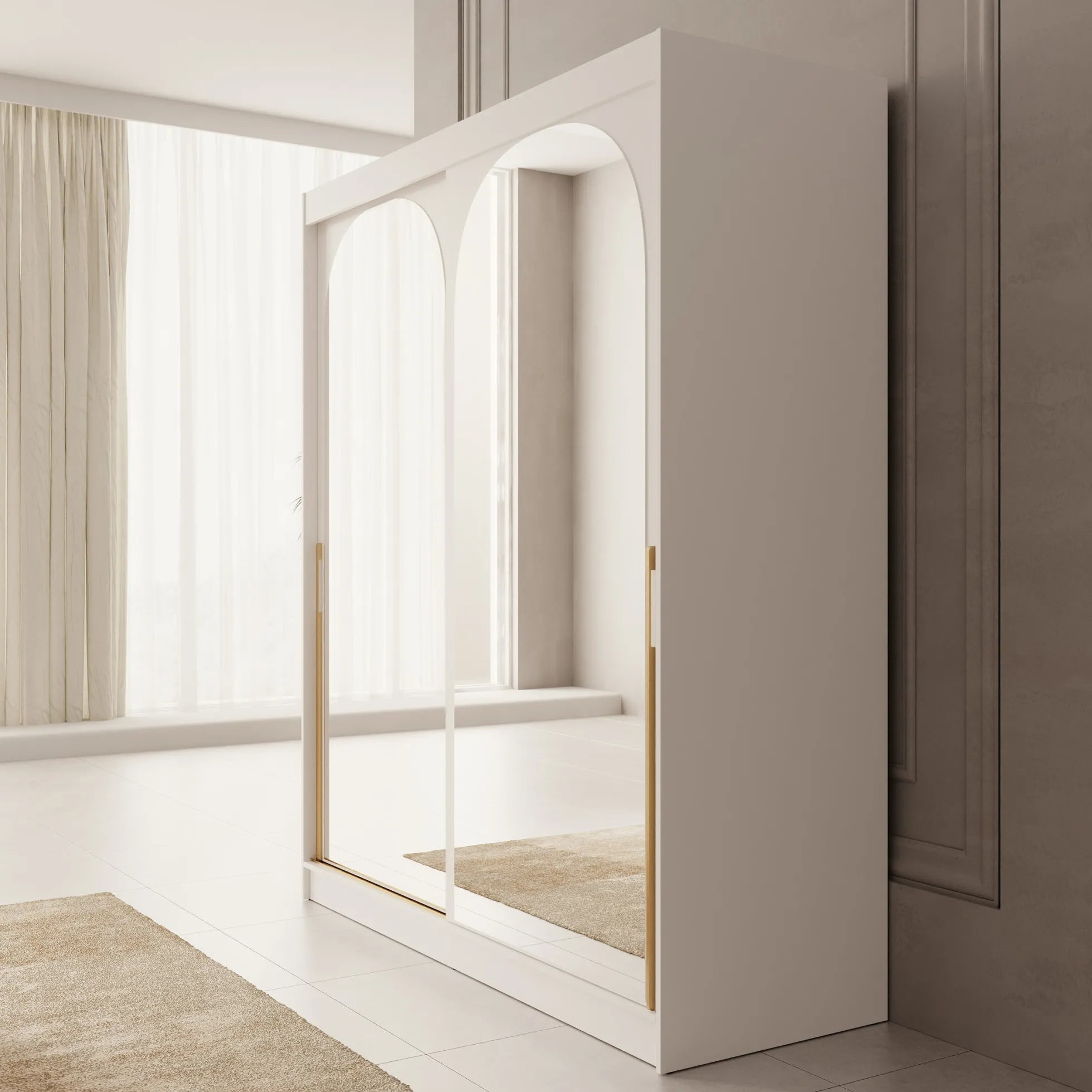 Moniq - Kledingkast met 2 schuifdeuren - Wit - 180x65x215 cm