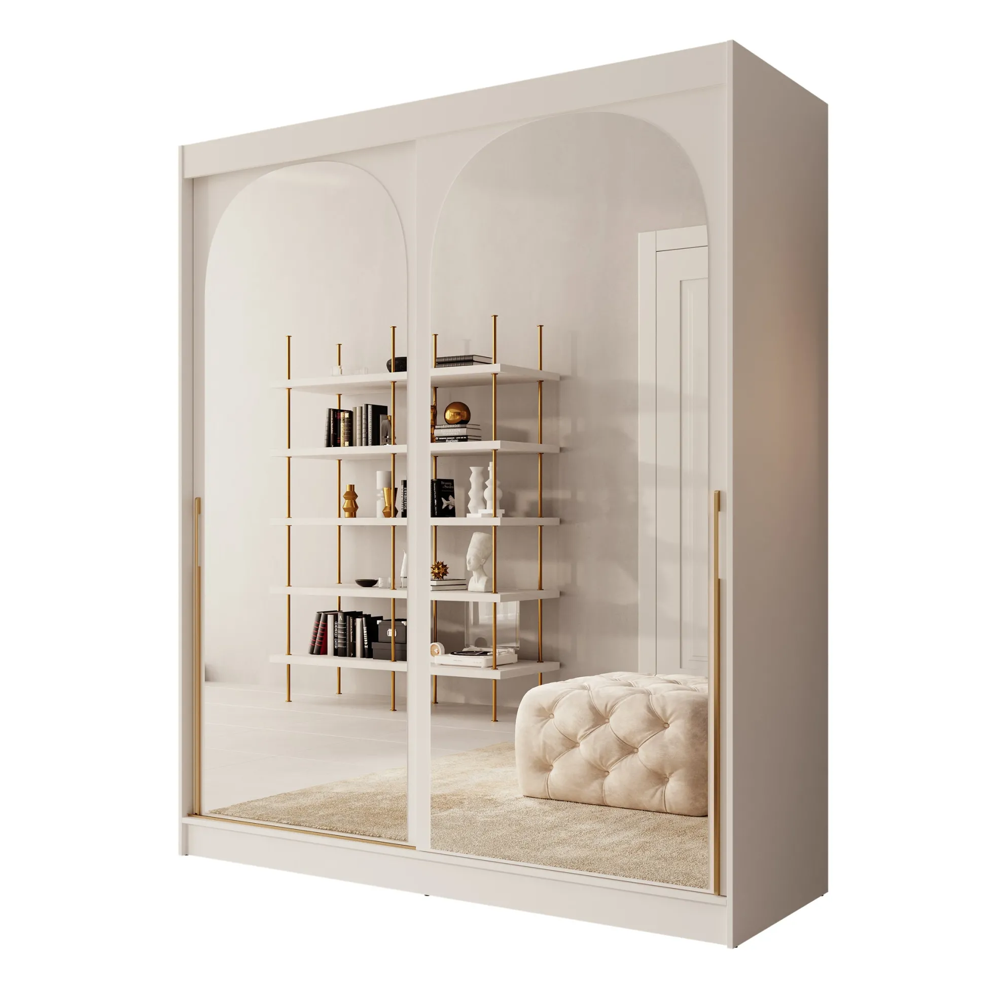 Moniq - Kledingkast met 2 schuifdeuren - Wit - 180x65x215 cm