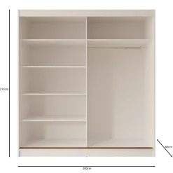 Moniq - Kledingkast met schuifdeuren - Beige - 200x65x215 cm